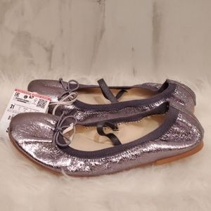 NWT Girls Zara Silver Ballet Flats